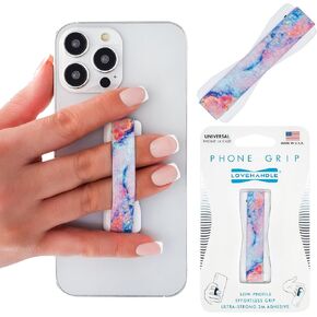 LOVEHANDLE Universal Phone Grip for Most Smartphones, Mini Tablets and Cases, Magic Marble Design Elastic Strap with White Base, lh-01-magicmarble