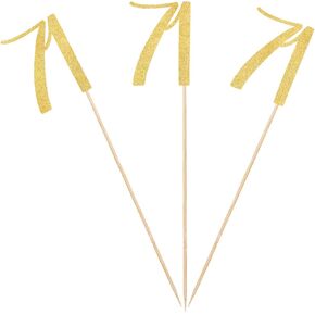 Gold Glitter 71st Birthday Centerpiece Sticks, 12-Pack Number 71 Table Topper Anniversary Party Decorations