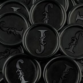 100Pcs Black Wax Seal Stickers Handmade Vintage Botanical Leaves Adhesive Letter Wax Stickers for Wedding Party Invitations, Envelope, Gift Wrap, Christmas(Initial C, Black Max)