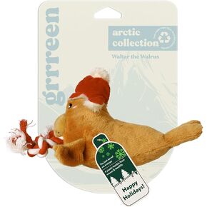 Holiday Collection Dog Toys | Small Sized Santa - Walter The Walrus | Cute, Durable, & Sustainable Plush Chew Toys for Dogs | Christmas Stocking Stuffer Gift