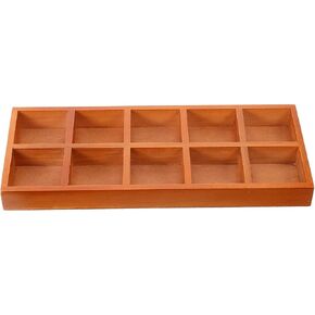 TEHAUX Wooden Compartment Storage Tray, 10 Compartment Wooden Drawer Organizer Wood Divided Organizer Tray Wooden Sorting Tray Desktop Storage