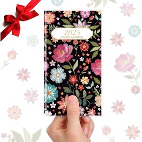 ReliThick 2025 Pocket Calendar for Purse Small Monthly Planner for Women Handy Weekly Pocket Planner Journal Writing Notebook Christmas New Year Gift Sister Friends Women(Aesthetic Boho)