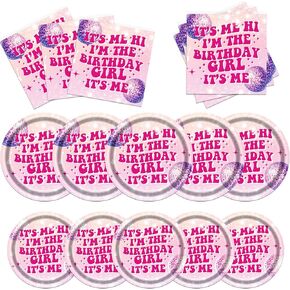 Its Me Hi Im The Birthday Girl Its Me Tableware, Music Birthday Decorations includes Its Me Hi Im The Birthday Girl Its Me Plates and Napkins for 24 Guests Perfect for Girl