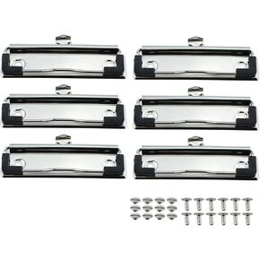 RLECS 6PCS 10cm/4inch Metal Clip Writing Board Clip Clipboard Clip Silver Coloured Stationery Clip for Wood and Plastic Board