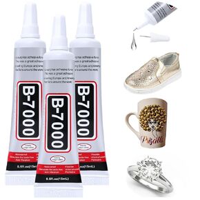 3PCS B7000 Jewelry Glue for Jewelry Making, FITTDYHE 15ML/0.5fl oz Clear Glue DIY Craft Glue Rhinestones Glue, Waterproof Stong Bond Adhesive Glue for Phone Repair Nail Art Shoes Fabric Metal Glass