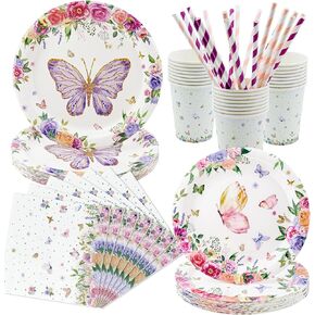 Safari Jungle Birthday Party Decorations Tableware,Jungle Animals Plates Cup Napkin Straws Wild Animal Baby Shower Party Tableware Decorations Jungle Theme Party Supplies,Serves 24