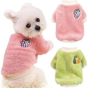 2 Pieces Dog Sweaters for Small Dogs Girl Fall Small Dog Sweater Winter Warm Puppy Clothes Fleece Chihuahua Sweater Cute X-Small Dog Clothes for Girls Cat Clothes XXL