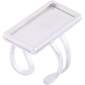 10pcs Stainless Steel Fit 10x25mm Rectangle Cabochon Ring Base Settings DIY Fingerring Bezel Blanks for Jewelry Making (Plain Steel)