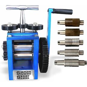 SIMOND STORE Rolling Mill Machine, 3 Inch (76 mm), 7 Rollers Combination Manual Rolling Mill for Jewelry Making, Tabletting Jewelry Tool for Metal Sheet and Wire