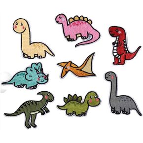 8 pcs Iron on Patches, Dinosaur Pattern Clothing Repair Appliques
