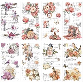 Rub on Transfers for Crafts Furniture Stickers: 8 Pcs Flower Butterfiy Rub on Transfer for Crafts Decals Rub on Transfer Stickers for Furniture Crafts DIY Home Decor