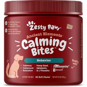 Zesty Paws Calming Chews for Dogs - Composure & Relaxation for Everyday Stress & Separation - for Fireworks, Storms & Travel – AE - Bison - 90 Count