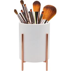 Pencil Holders & Pen Holders for Desk,Ceramic Pen Holders with Black Metal Bracket for Women, Desktop Stationery Organizer Table Makeup Brush Holder