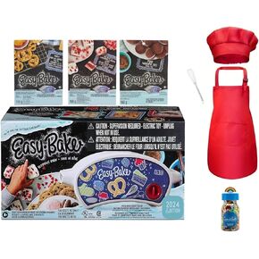 Easy Bake Ultimate Oven Baking Red Bundle (Oven + 3 Mixes + Red Apron + Red Hat and Whisk)