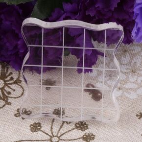 Acrylic Clear Stamping Blocks with Grid,Transparent Stamp Blocks Pad for Scrapbooking Color Stamping Process Essential Tools(7.5 * 7.5cm)