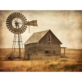 Betepefet DIY 5D Diamond Art Kits Painting Kits for Adults Farmhouse Rustic Country Barn Windmill Golden Wheat Field Farm (1) 30x40cm/11.7x15.8inches