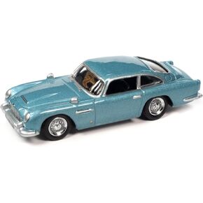 جوني لايتنينغ 1966 أستون مارتن DB5 RHD (محرك اليد اليمنى) الكاريبي اللؤلؤي الأزرق المعدني الكلاسيكي الذهبي 2023 الإصدار 1 إصدار محدود إلى 4428 قطعة في جميع أنحاء العالم 1/64 نموذج سيارة مصبوبة
