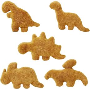 5 Packs Dino Nugget Pillow Plush, Soft Dinosaur Chicken Nuggets Pillow for Birthday Gifts, Dinosaur Theme Party Decorations (5 Packs Dino)