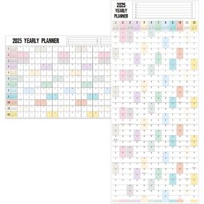 Yearly Wall Calendar 2025 Dry Erase Calendar for Wall, Large Reversible Erasable Laminated Full Year Wall Calendar One Page, Horizontal/Vertical, 17"X 40" (Open), Rolled in Tube