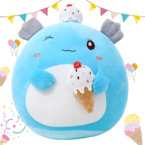 12’’ Happy Birthday Cake Cat Plush Pillow, Cat Stuffed Animal with Stereo Cake, Happy Birthday Plush Toy Cute Cat Plushie Doll, Home Room Decoration Pink Birthday Gifts for Girls Boys Kids