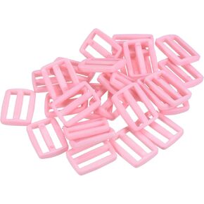 50 Pack Tri-Glide Slide - Plastic Adjustable Slide Buckles Webbing Fastener, Apply to Purse Belt Strap Hardware (1 Inches, Pink)
