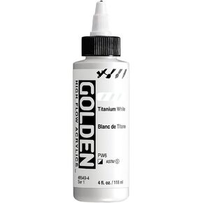 High Flow Acrylics by GOLDEN, Titanium White, 4 fl. oz. Bottle, Professional Acrylic Paint, Semi-Opaque