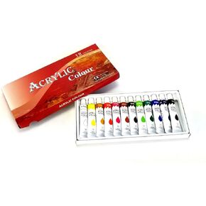 12 Color Acrylic Paint Set 12 ml Tubes Artist Draw Painting Rainbow Pigment