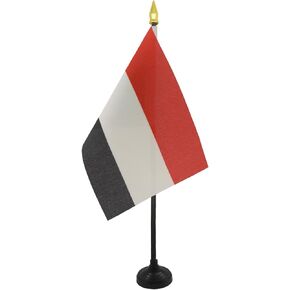 علم طاولة السودان 4 بوصة × 6 بوصة - علم المكتب السوداني 15 × 10 سم - قمة رمح ذهبية - AZ FLAG