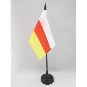 Republic of South Ossetia Table Flag 4'' x 6'' - Tskhinvali Region Desk Flag 15 x 10 cm - Black plastic stick and base - AZ FLAG