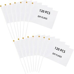 120 قطعة أعلام التسامي صغيرة فارغة الصلبة أعلام بيضاء صغيرة عادي أبيض لتقوم بها بنفسك أعلام على عصا للمسيرات حفلة عيد ميلاد لوازم الزفاف in Kuwait