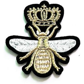 PP Patch Queen Bee Embroidery Crown Bee Cartoon Applique Embroidered Sew Iron on Patch for Jackets Bags Jeans T-Shirt Backpacks Costume