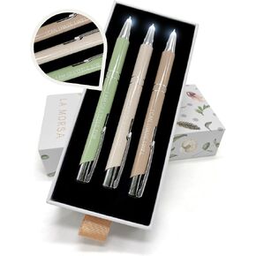 أقلام La Morsa الفاخرة للنساء - مجموعة من 3 أقلام حبر جاف تحفيزية بالحبر الأزرق مع ضوء LED لكتابة سلسة - للممرضات والمعلمين والمحترفين والأقلام اللطيفة والمرحة وأقلام المكتب الجميلة للنساء in Kuwait