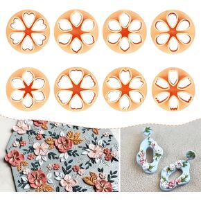 Puocaon Mini Petal Clay Cutters - 8 أشكال قطع طين البتلات لمجوهرات طين البوليمر، قواطع مجوهرات طين البوليمر ثلاثية الأبعاد، مستلزمات صنع ألواح الطين الزهرية المتطورة، قاطعة أقراط طين الزهور الصغيرة