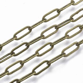 Pandahall 2M/6.6Feet Antique Bronze Plated Brass Paperclip Chain Link Cable Chains Spool for DIY Jewelry Bracelet Necklace Choker Making Supplies 11.6x4.3mm