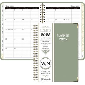 2025 planner, weekly and monthly planner, from Jan.2025 to Dec.2025, A5 (6.2'' x 8.5") With Tabs, Metal Cladding Round Corners, Ideal for School, Teacher, College, Student, Office, Dark Green in Saudi Arabia