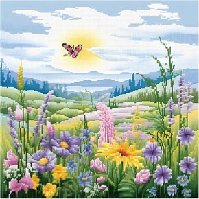 51buyoutgo Natural Landscape 11ct Cross Stitch Kits, 11 CT Funny Pre Printed Counted Stamped Cross Stitch Embroidery Needlepoint Patterns Kits for Adults Beginners Crossstitch 40x40 cm