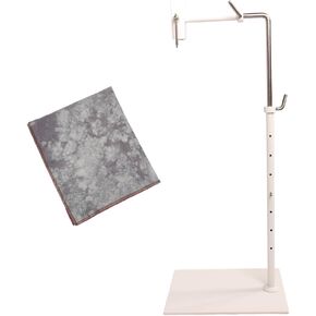 Embroidery Hoop Stand Cross Stitch Bundle - Lowery Lilly White Cross Stitch Floor Hands Free Workstand with Unique Hand Dyed Aida 16 Count Cross Stitch Fabric by VolcanoStitching