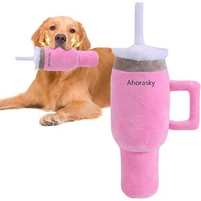 Ahorasky Cute Soft Squeaky Dog Toys - Handle Funny Toys for Aggressive Chewers, Safety Design for Small/Medium/Large Dogs (Pink)
