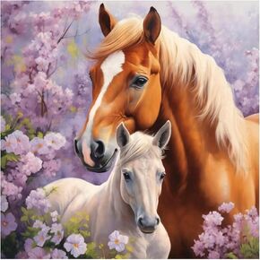 SJUTOUCI Horse Diamond Painting Kits for Adults, Diamond Art Kits for Beginners, 5D DIY Diamond Dot Art, Full Drill Gem Craft for Home Decor 12x12 inch