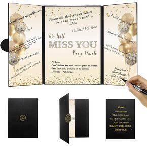 DARUNAXY Black Gold Retirement Party Decorations, This Legend Has Retired Alternative Signature Guest Book for Men Women Happy Retirement Gifts Signing Card Board for Retirement Farewell Party Supply