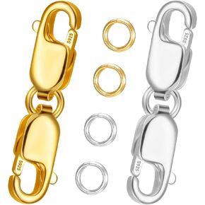 Bracelet Extender Double Lobster Clasp 925 Sterling Silver and Gold Pleted Necklace Clasps and Closures for DIY