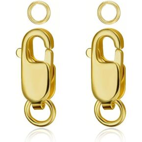 Solid 925 Sterling Silver Lobster Clasp with Closed Jump Rings for Necklaces Bracelet Or Jewelry Making 2Pcs Black Clasp 10#, Made in Italy