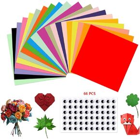 Origami Paper 100 Sheets, 20x20 cm/8 Inch Large Origami Paper Double Sided(70gsm), 20 Colors Square Origami Paper for Kids DIY School Arts Crafts Projects Children Adults