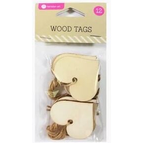 12 Natural Wood Heart Ornaments for Tiny Christmas Tree