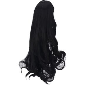 Jeanoko Wig Replacement, Long Curly Doll Hair Wig 1/3 DIY Doll Wig Long Curly Hair Wig Doll Replacement Accessories Natural Black 8in 9in Doll DIY Making Supplies