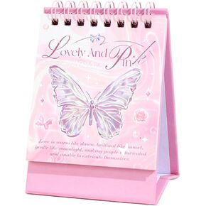 2025 Mini Desk Calendar Memo Notes Wirebound Monthly Butterfly Calendar 4.4" x 3.2" - Pink (Oct. 2024 to Dec. 2025)
