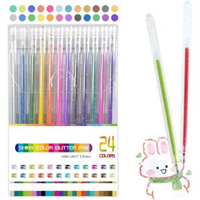 Marte Vanci Glitter Gel Pens, 36 Vibrant Colors Sparkle Gel Pens Set for Adults, Quick-Drying & 1 mm Bullet Tip, for Coloring Books, Reading Note-taking, Drawing, Scrapbook, Doodling