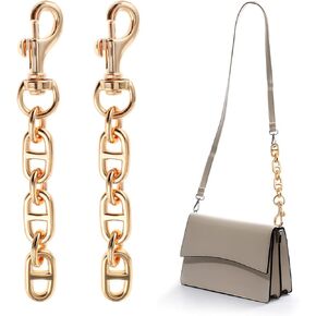 Amabro 2PCS Purse Strap Extender, Golden Bag Extender Chain Metal Flact Purse Chain Strap with Swivel Clasps Purse Extender Replacement for Handbags Clutches Wallet Bag Shoulder
