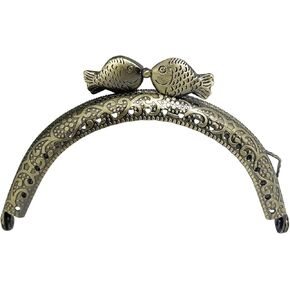 2pcs Retro Metal Purse Frames Kiss Clasp Lock,with Holes, for Crochet Handbag Clutch Bag DIY Purse Making(8.5cm/3.3'',Half Round)