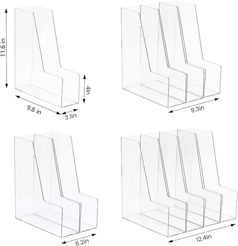Clear Magazine Holder, 2-Pack PET Document Holder for Desk, Vertical File Organizer for Desk, Clear Plastic Desk Organizer Bins Holding for Magazines, Binders, Notebooks, Envelopes (Clear) in Saudi Arabia